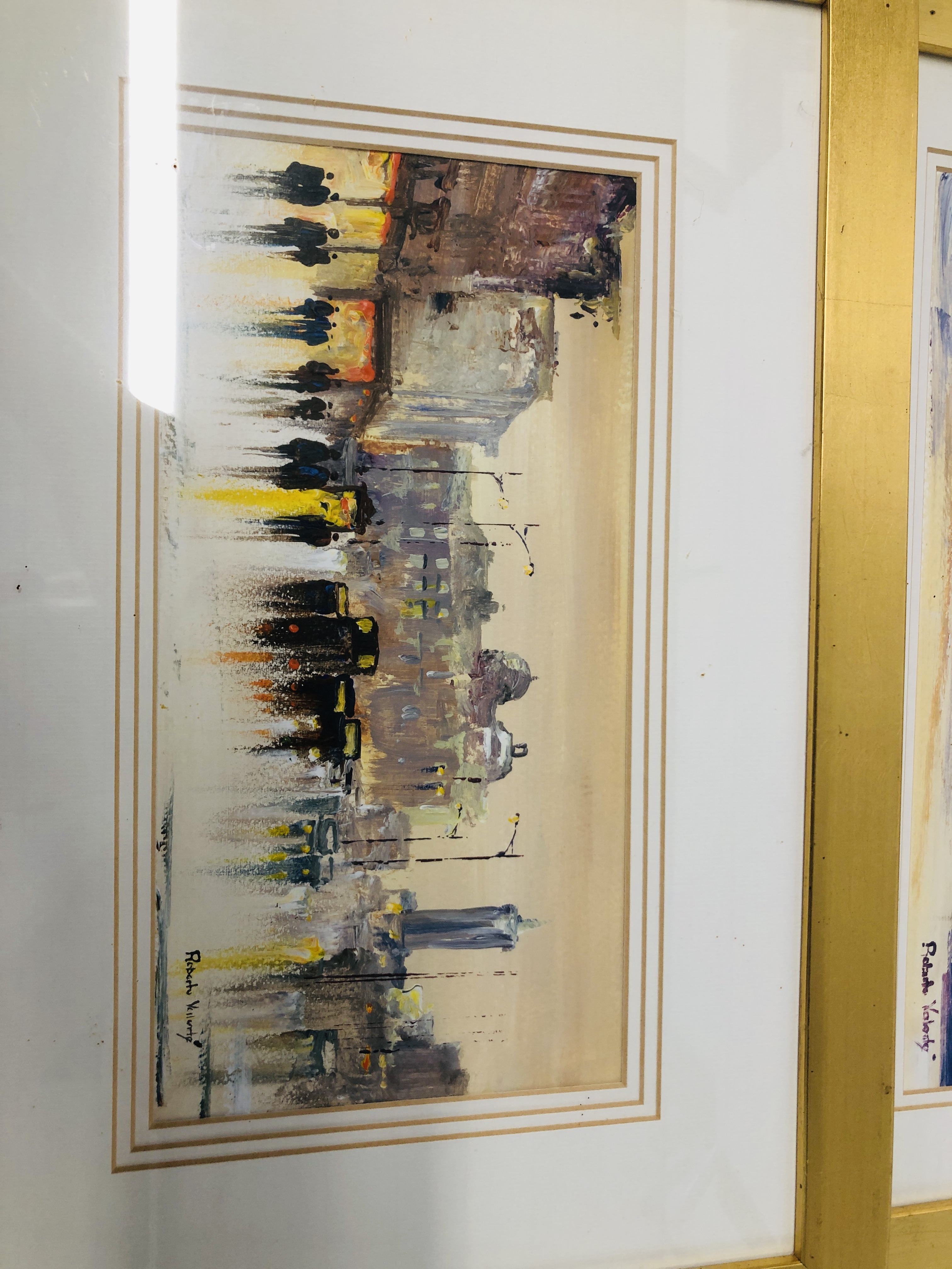 THREE FRAMED ORIGINAL ARTWORKS PARISIAN STREET SCENE, MOUNTAIN VILLAGE SICILY, - Image 2 of 9