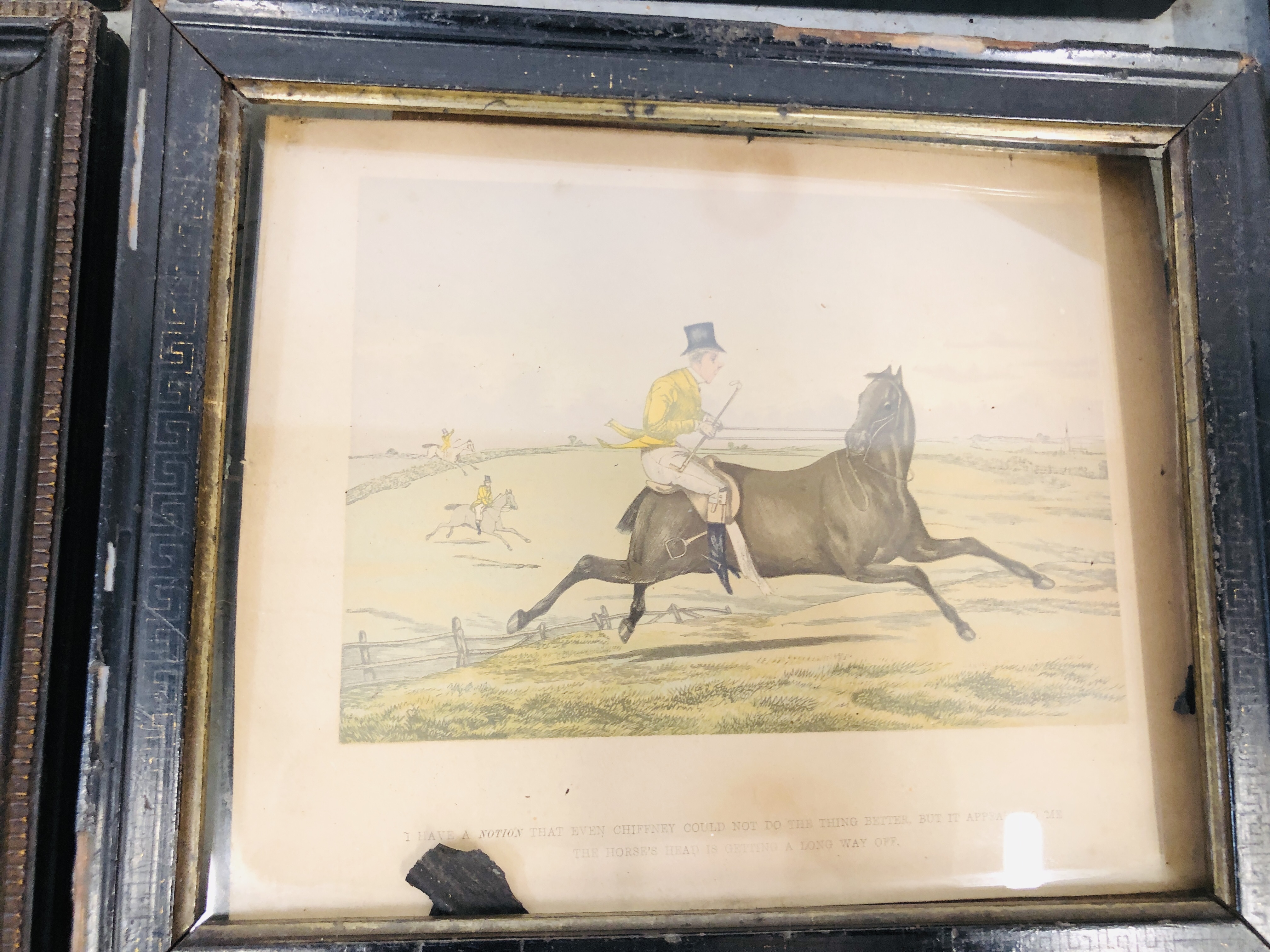 A FRAMED PRINT AFTER GEORGE MORLAND WITH LATER COLOURING "THE MILK MAID & COW HERD" BADLY STAINED. - Image 6 of 8