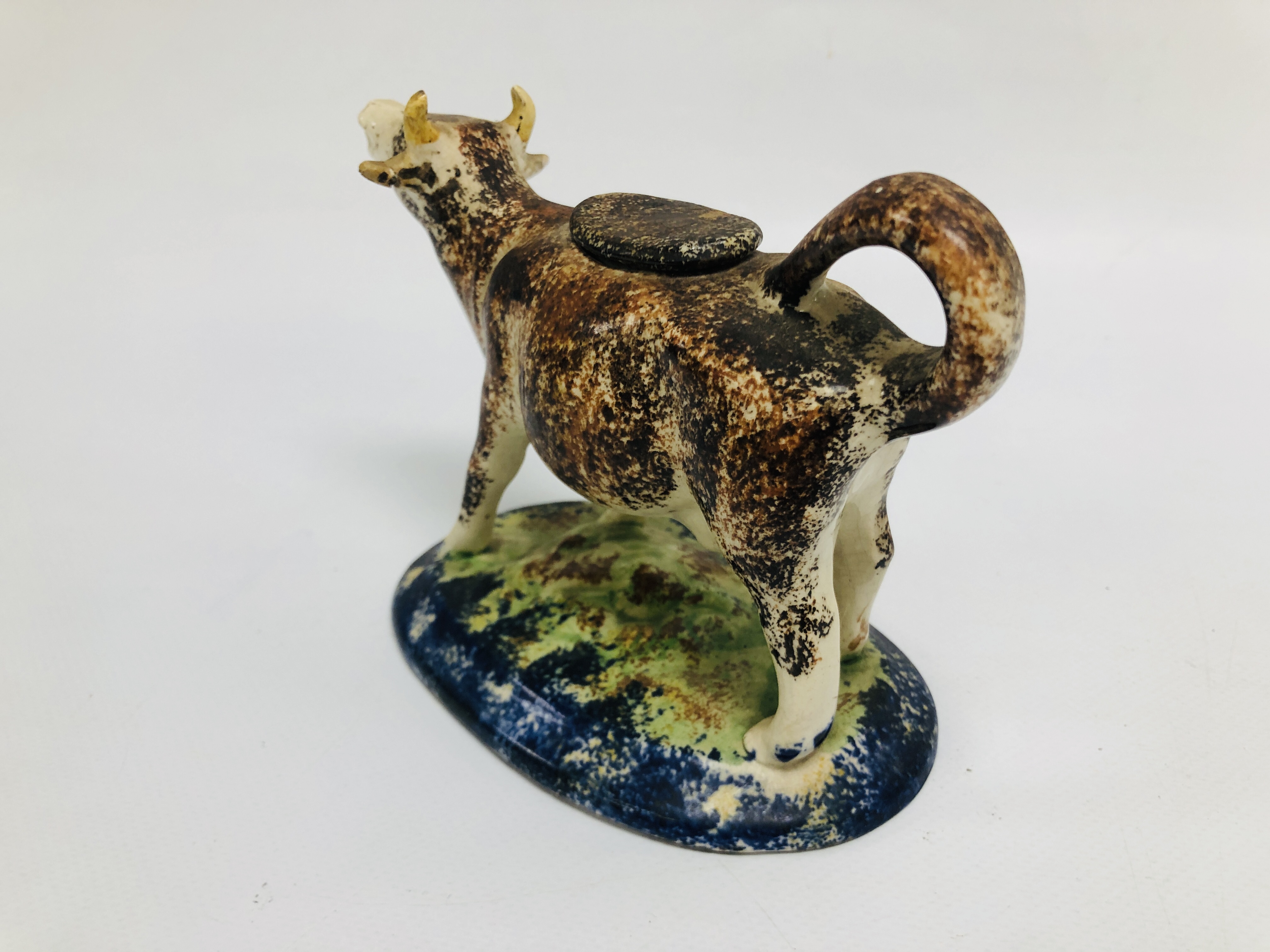 A WHIELDON STYLE COW CREAMER, c.1790, RETAINING COVER, L 17. - Image 10 of 15