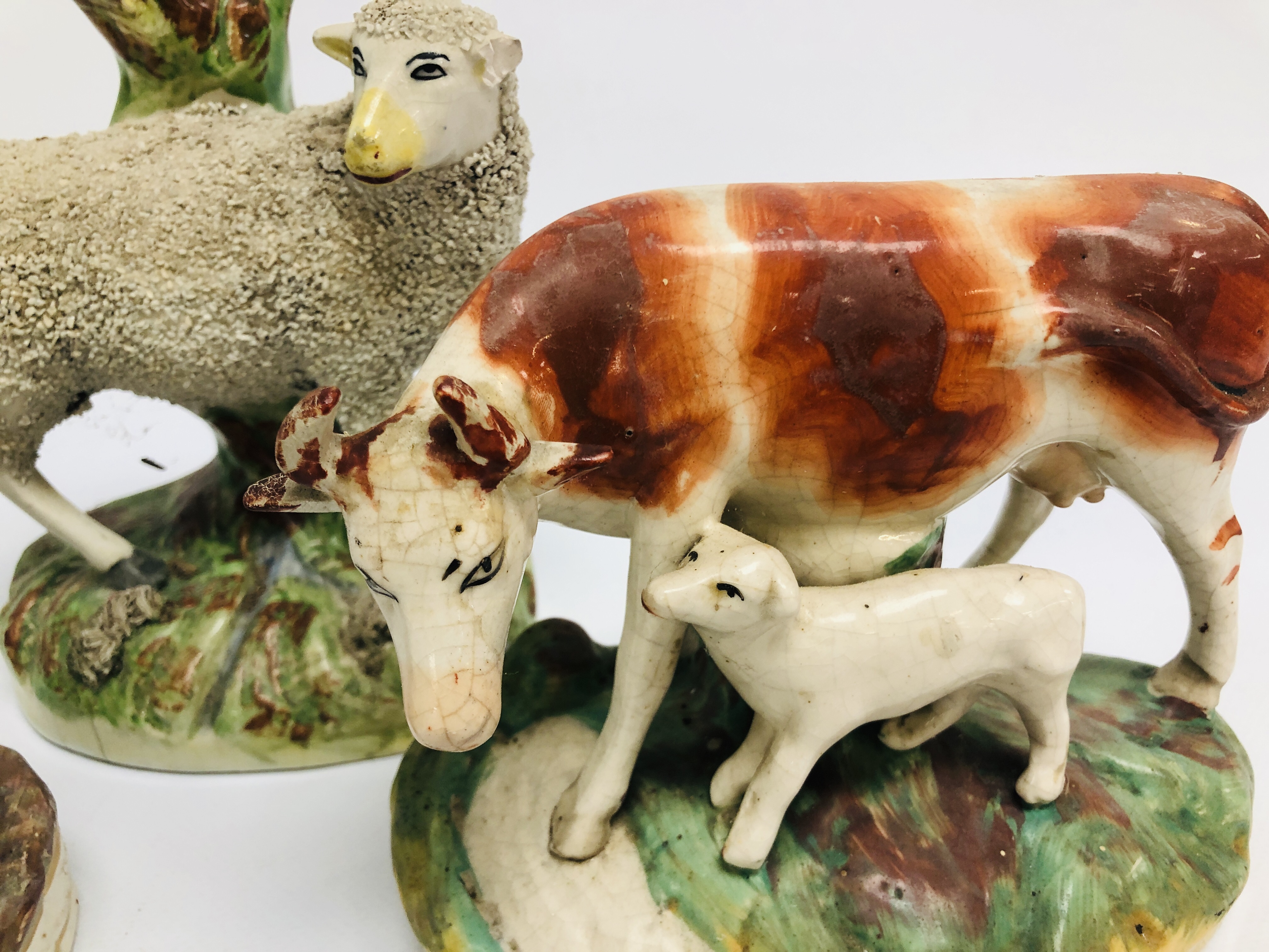 THREE STAFFORDSHIRE MODELS OF COWS AND CALVES, EACH COW HAVING A CALF, - Image 2 of 12