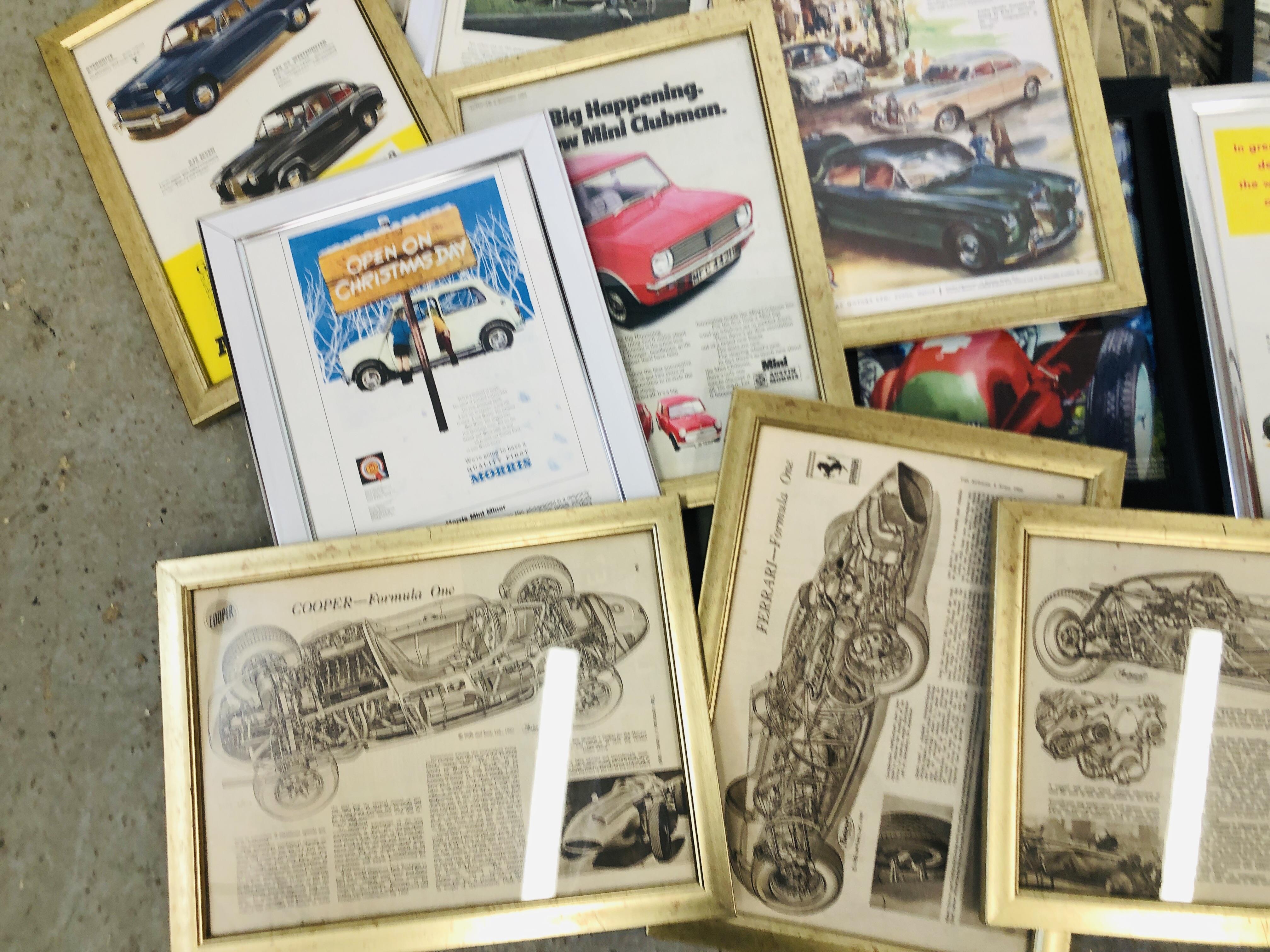 26 FRAMED MOTORING MAGAZINE CUTTINGS FROM THE 1950's AND 60's TO INCLUDE ADVERTS FIAT, - Image 2 of 5
