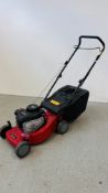 A SOVEREIGN PETROL LAWN MOWER FITTED WITH BRIGGS AND STRATTON XC35 ENGINE COMPLETE WITH GRASS BOX.