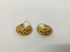 PAIR OF 9CT. GOLD CREOLE HOOP EARRINGS.