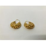 PAIR OF 9CT. GOLD CREOLE HOOP EARRINGS.