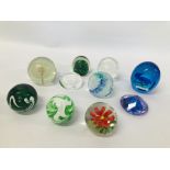 SELECTION OF TEN PAPERWEIGHTS.