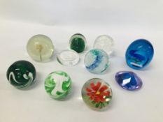 SELECTION OF TEN PAPERWEIGHTS.