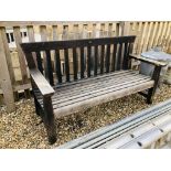 AN OAK GARDEN BENCH BUILT FROM TIMBER EX HMS GANGES.