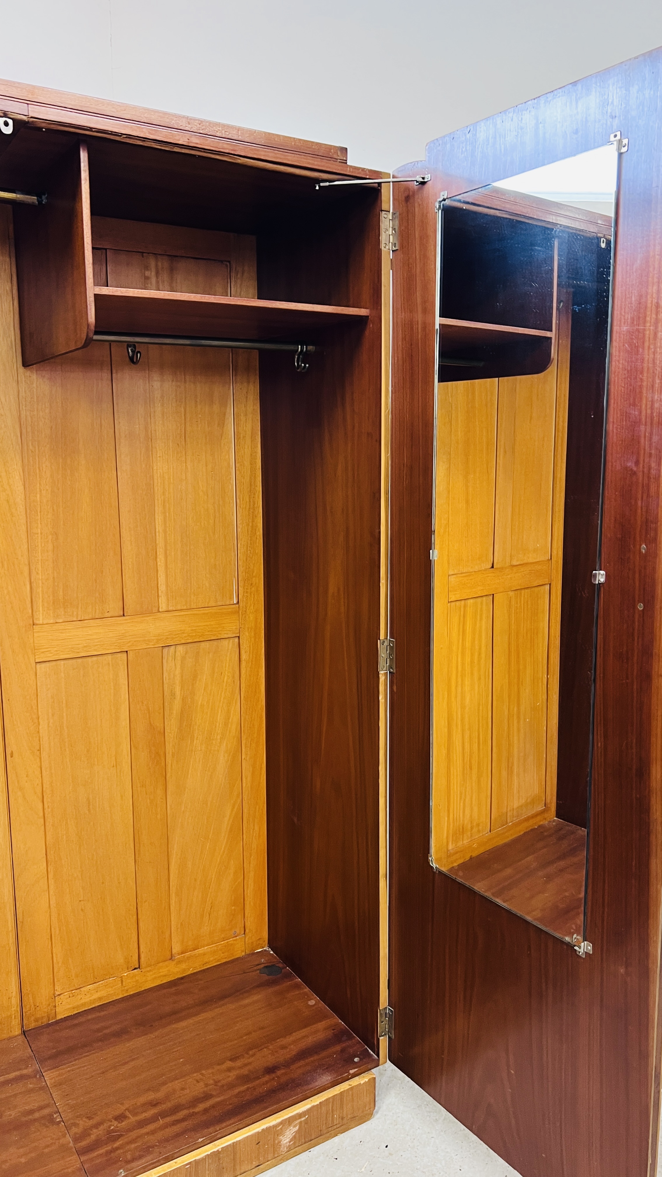 A 1930's ART DECO MAPLE FINISH WARDROBE AND MATCHING TALLBOY (WARDROBE W 123CM, D 53CM, H 185CM. - Image 17 of 19