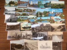 MIXED NORFOLK POSTCARDS INCLUDING SHERINGHAM, CROMER, YARMOUTH, BROADS ETC (APPROX 100).