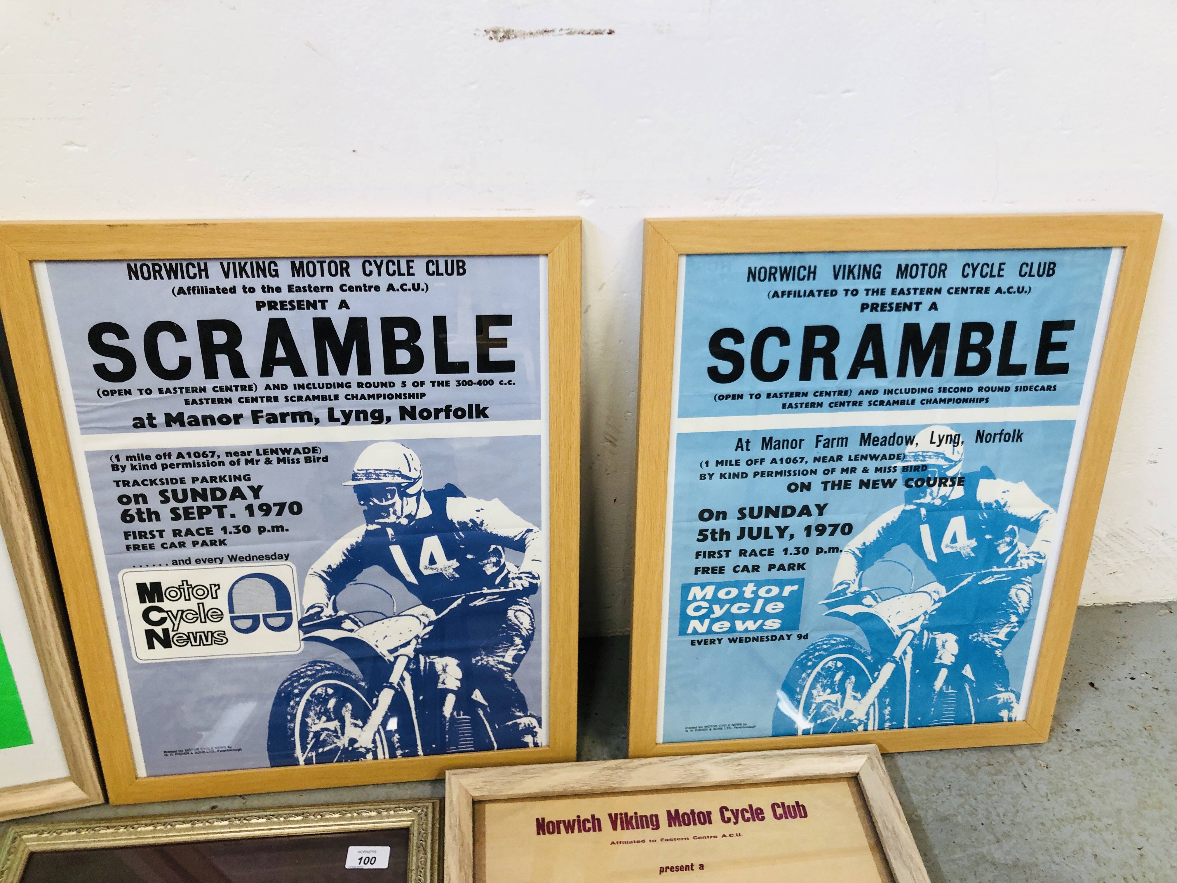 5 FRAMED "SCRAMBLE" NORWICH VIKING MOTORCYCLE CLUB - ADVERTISING POSTERS. - Image 3 of 4