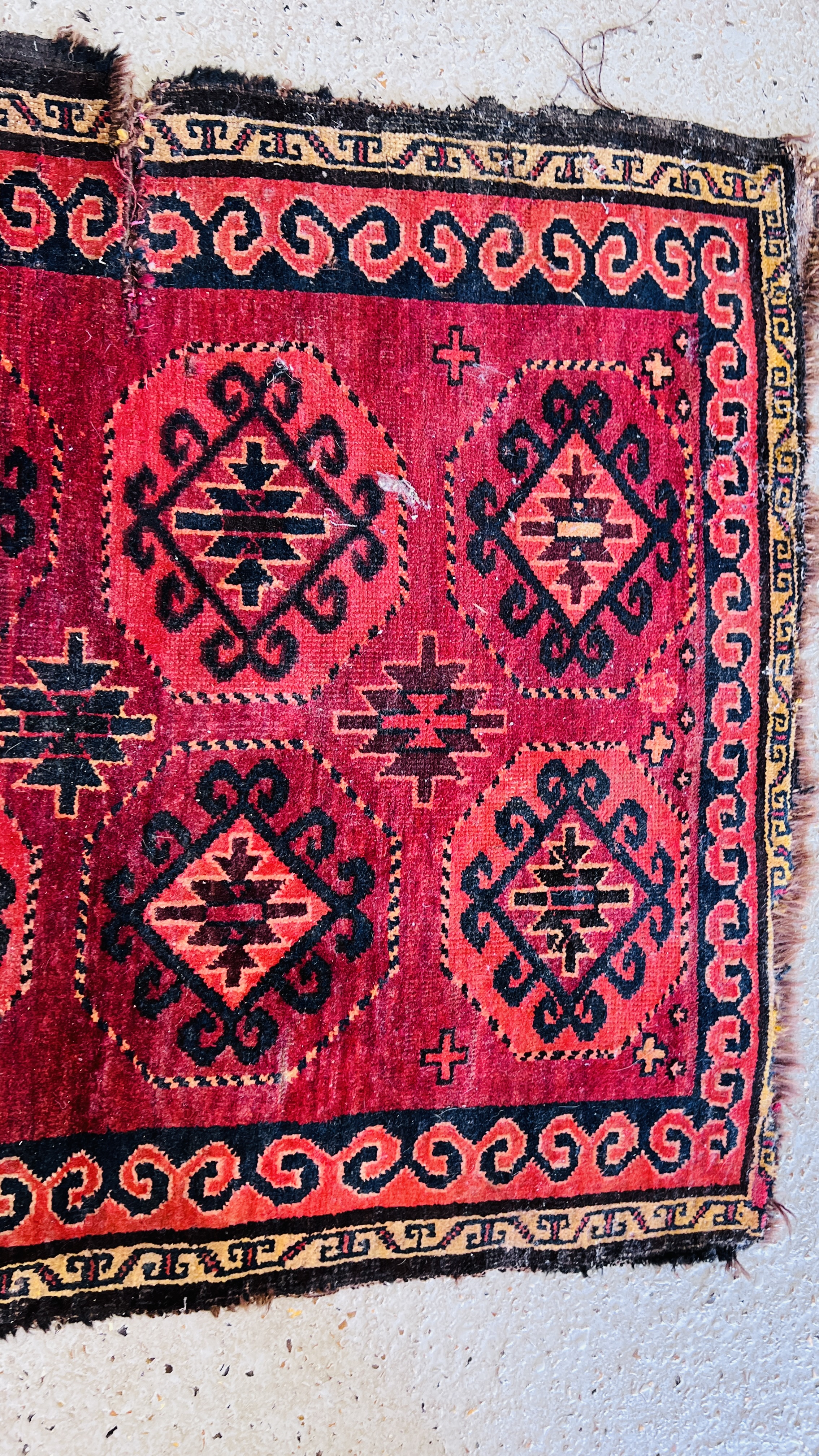 A BOKHARA RUG THE HOOKED LOZENGES ON A RED FIELD, - Image 4 of 7