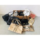 A COLLECTION OF TWELVE VARIOUS LADIES FASHION BAGS.