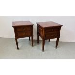 PAIR OF MODERN "LAURA ASHLEY" ARLINGTON CHERRY TWO DRAWER BEDSIDE TABLES WIDTH 48CM. DEPTH 45CM.