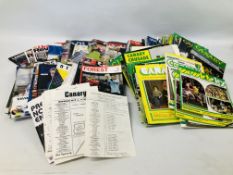 BOX OF FOOTBALL PROGRAMMES INCLUDING NORWICH CITY, c1981 RESERVE TEAM PROGRAMMES ETC.