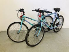 A PAIR OF RALEIGH MOUNTAIN BIKES.