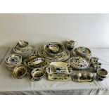 COLLECTION OF APPROX 77 PIECES OF MASONS "REGENCY" C4475 TEA AND DINNER WARE.