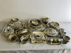 COLLECTION OF APPROX 77 PIECES OF MASONS "REGENCY" C4475 TEA AND DINNER WARE.