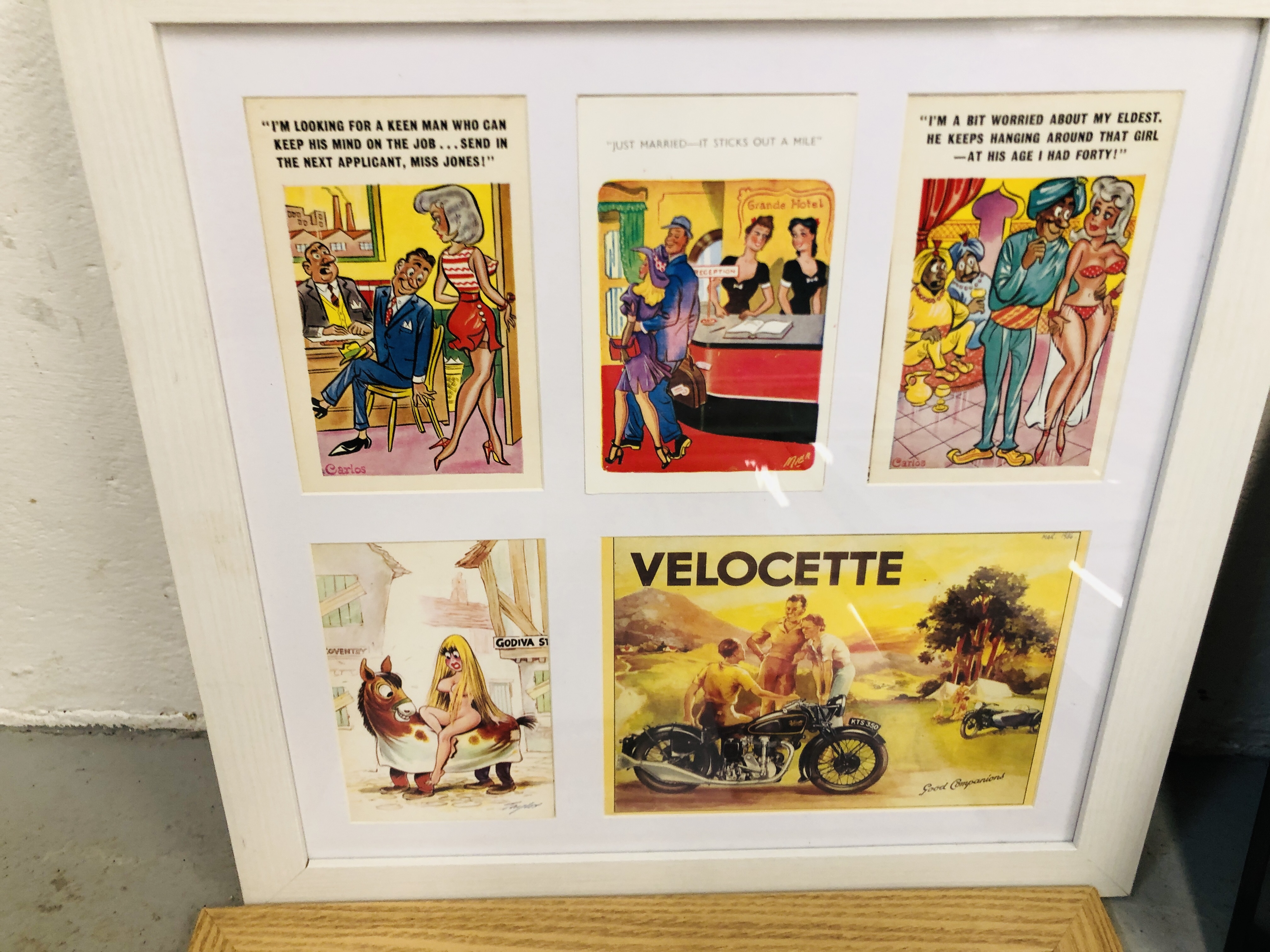 11 FRAMED DISPLAYS OF COMIC NUDE POSTCARDS "BAMFORTH" ETC. - Image 6 of 12