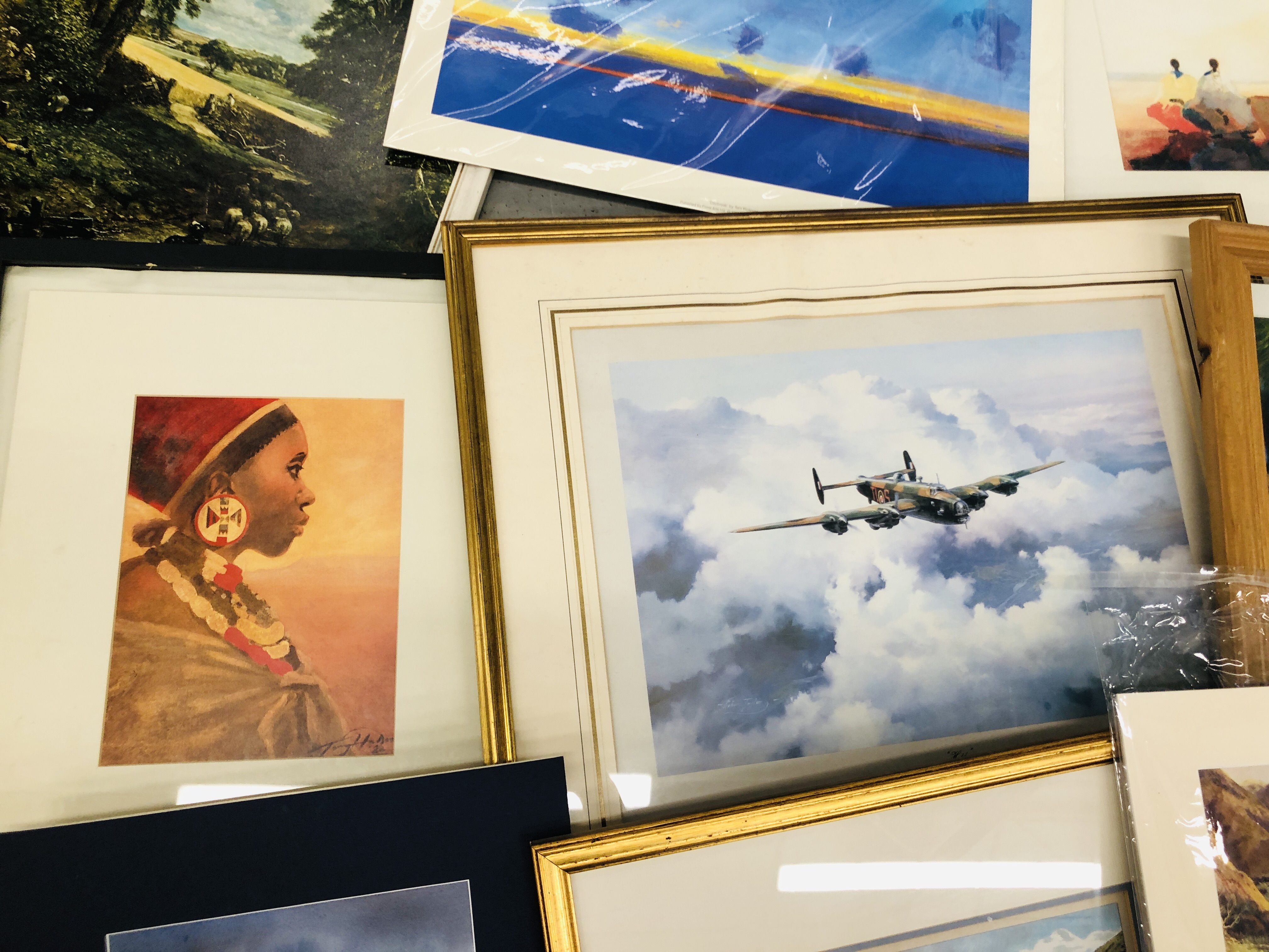 COLLECTION OF SEVENTEEN ASSORTED FRAMED PICTURES AND PRINTS TO INCLUDE A "HALIFAX" FIGHTER PLANE - Image 3 of 9