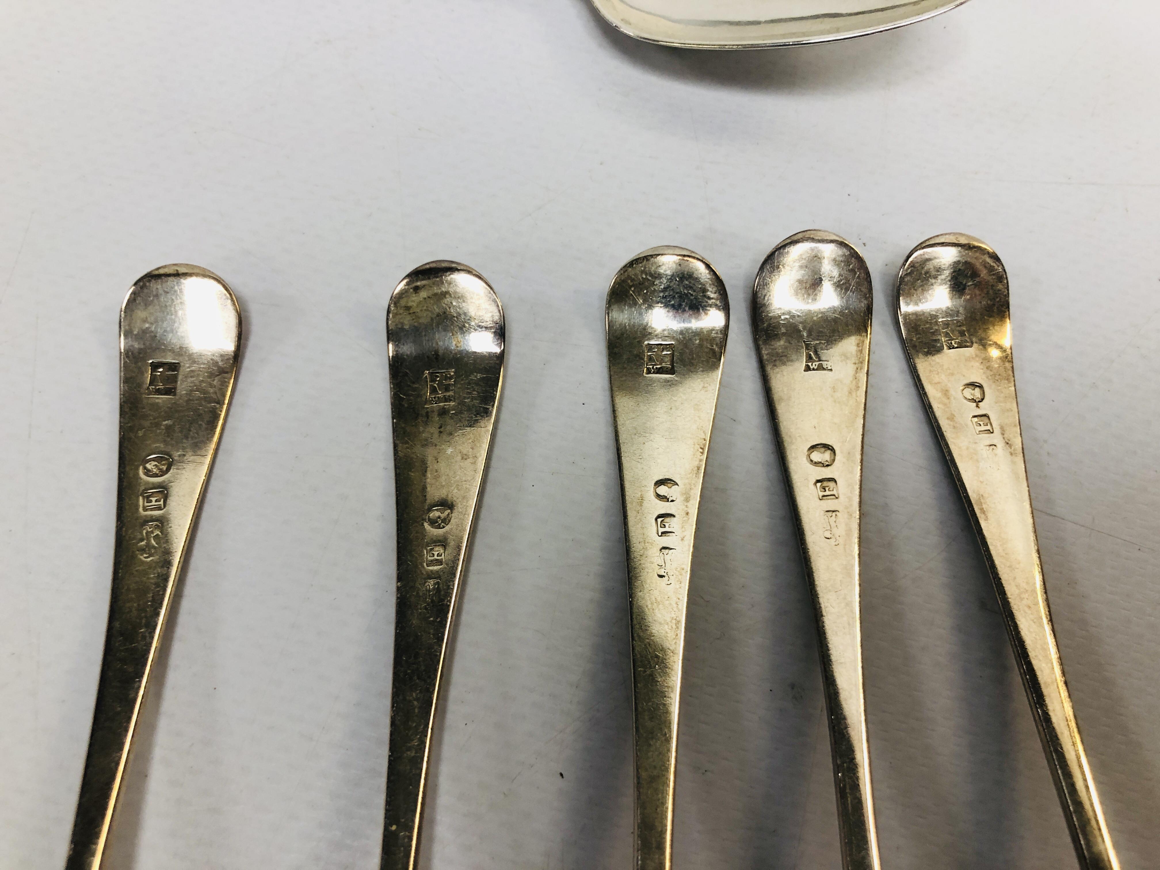 FIVE SILVER GEORGE III TEASPOONS BY PETER, - Image 5 of 8