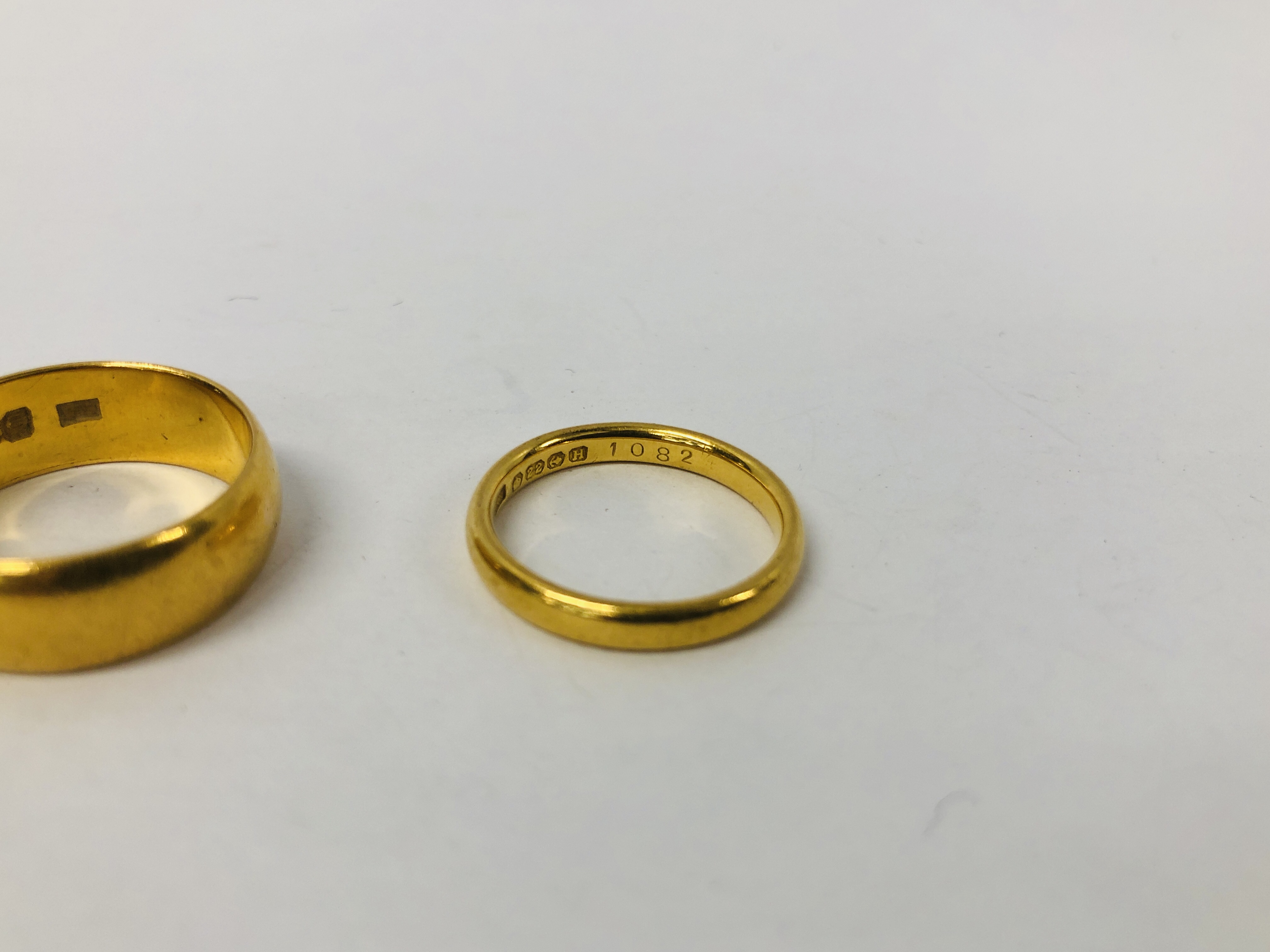 TWO X 22CT. GOLD WEDDING BANDS. - Image 2 of 10