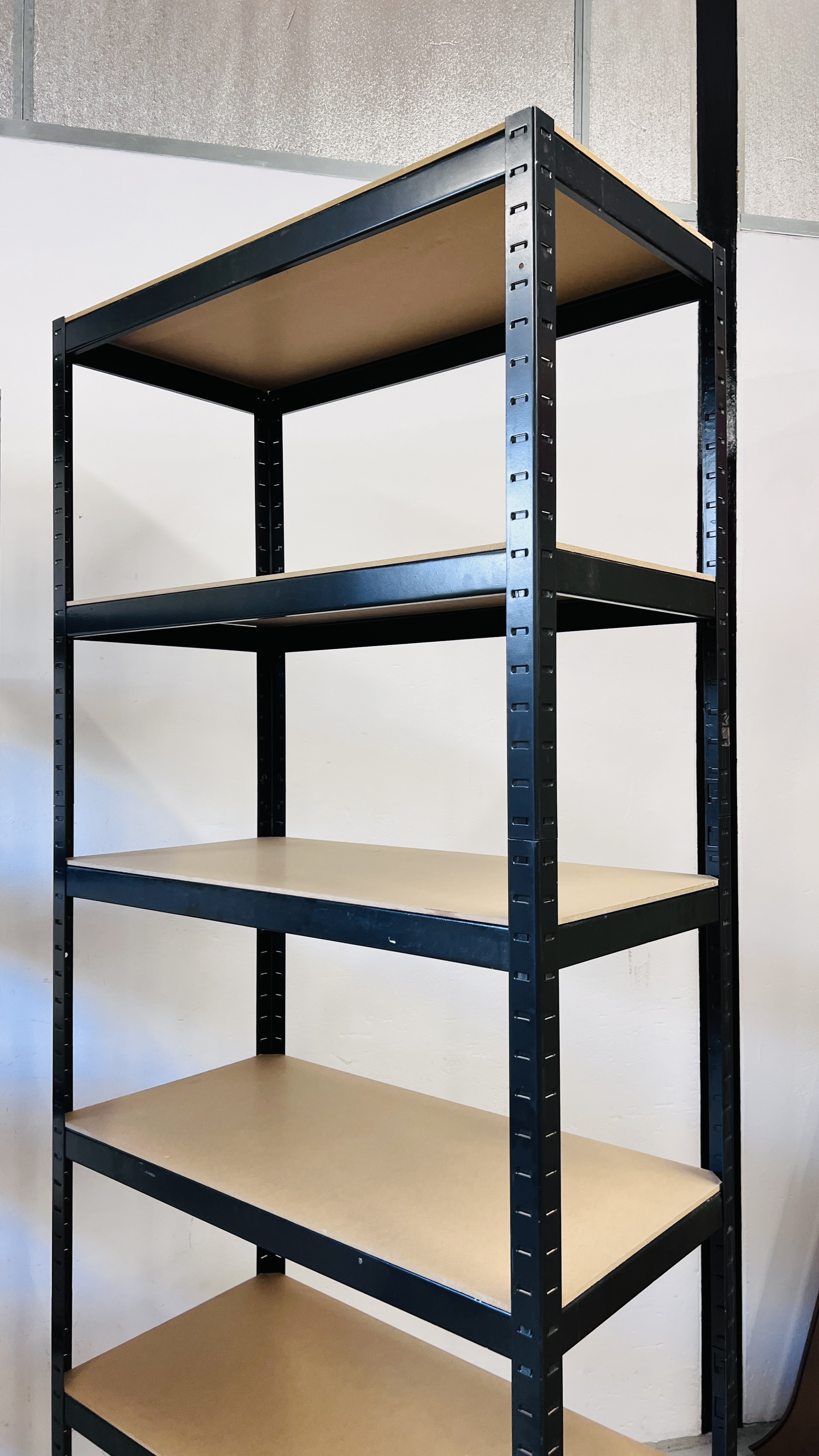 2 X STEEL ADJUSTABLE WORKSHOP SHELVING UNITS W 90CM, D 45CM, H 223CM. - Image 4 of 5