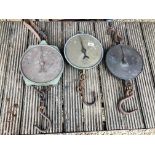 THREE VINTAGE SALTER DIAL WEIGHING SCALES.