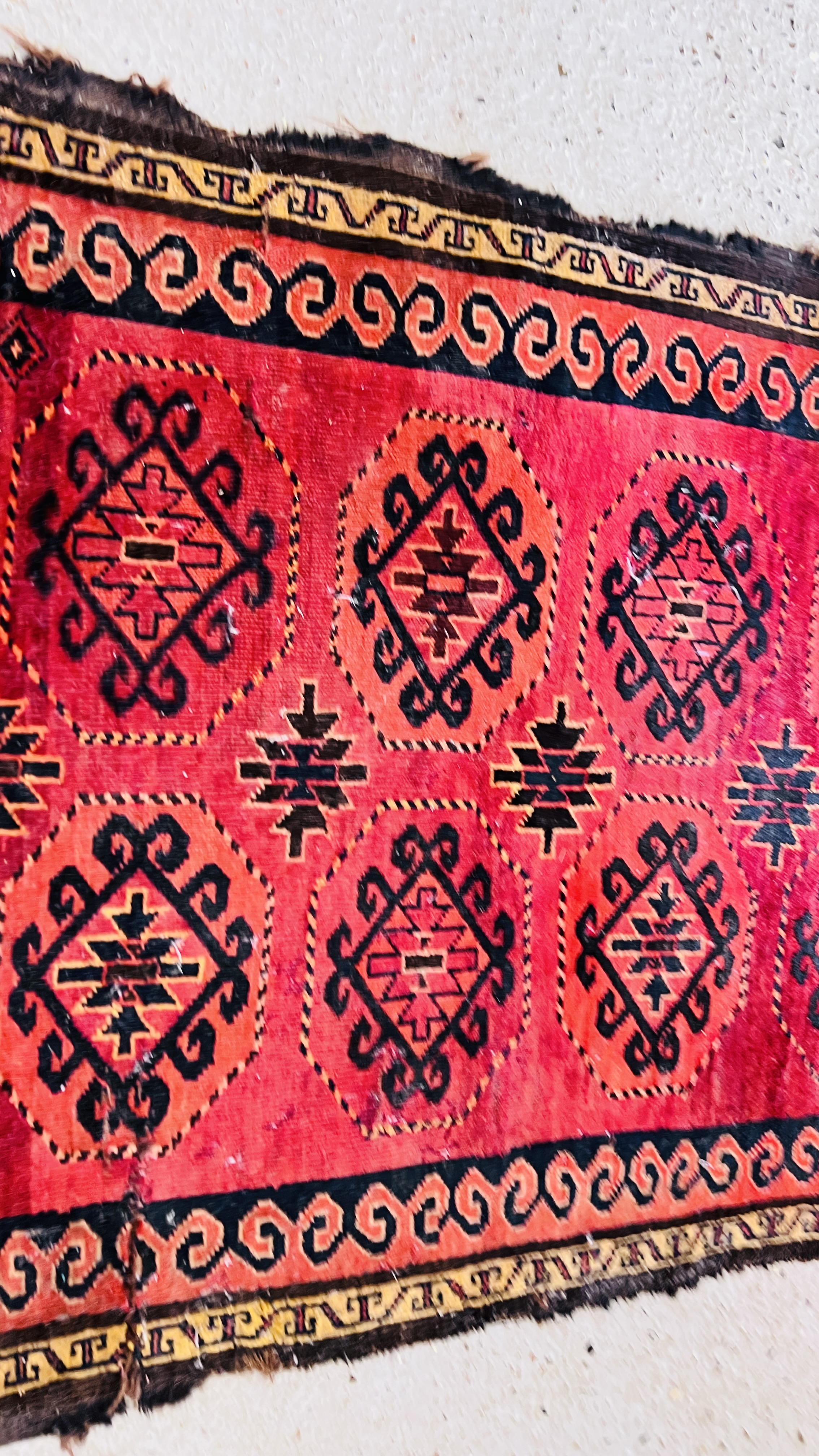 A BOKHARA RUG THE HOOKED LOZENGES ON A RED FIELD, - Image 3 of 7