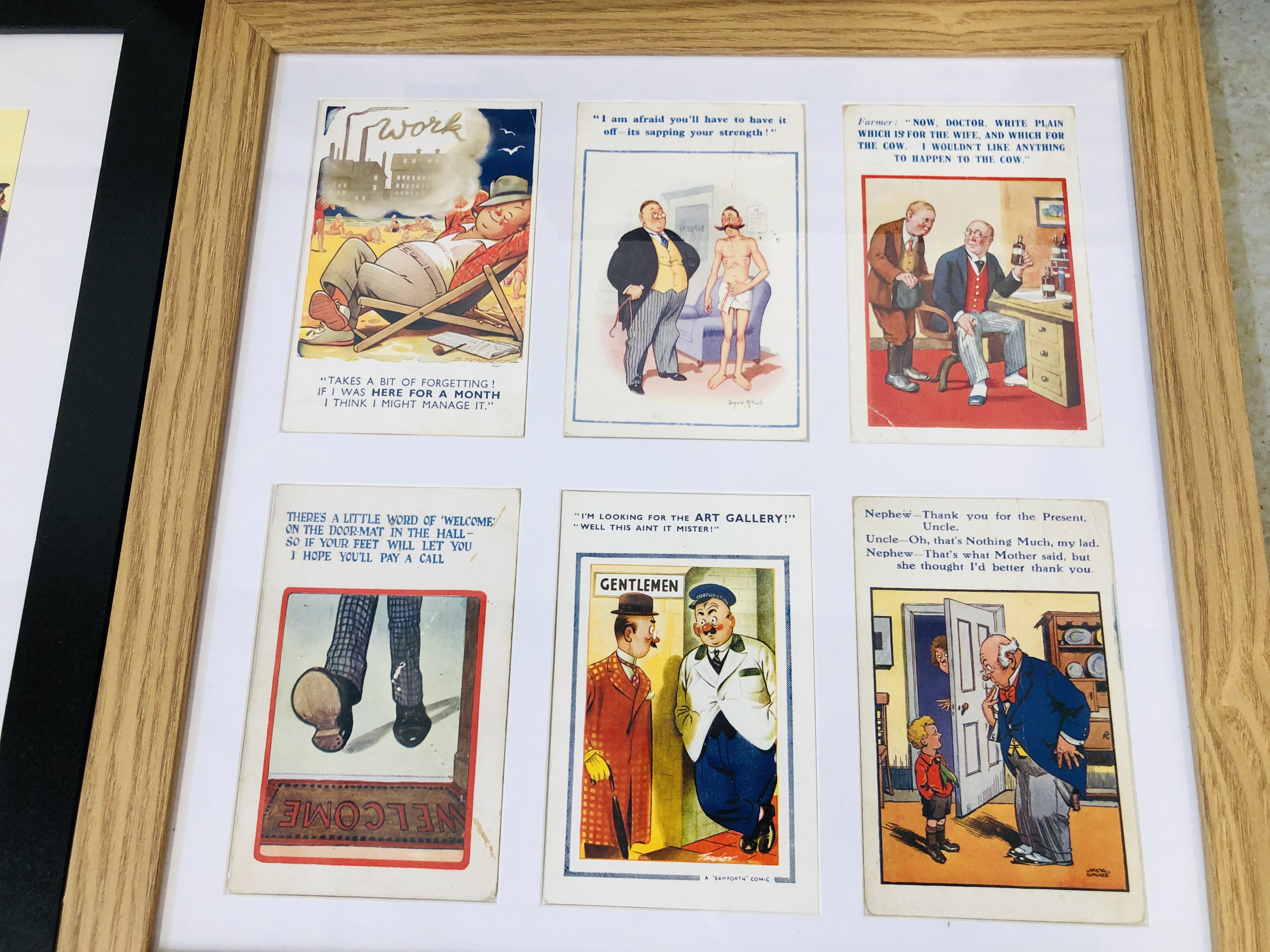 11 FRAMED DISPLAYS OF COMIC NUDE POSTCARDS "BAMFORTH" ETC. - Image 11 of 12