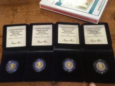 GB: 1982 PROOF SILVER PIEDFORT 20p IN CASES WITH CERTIFICATES (4).