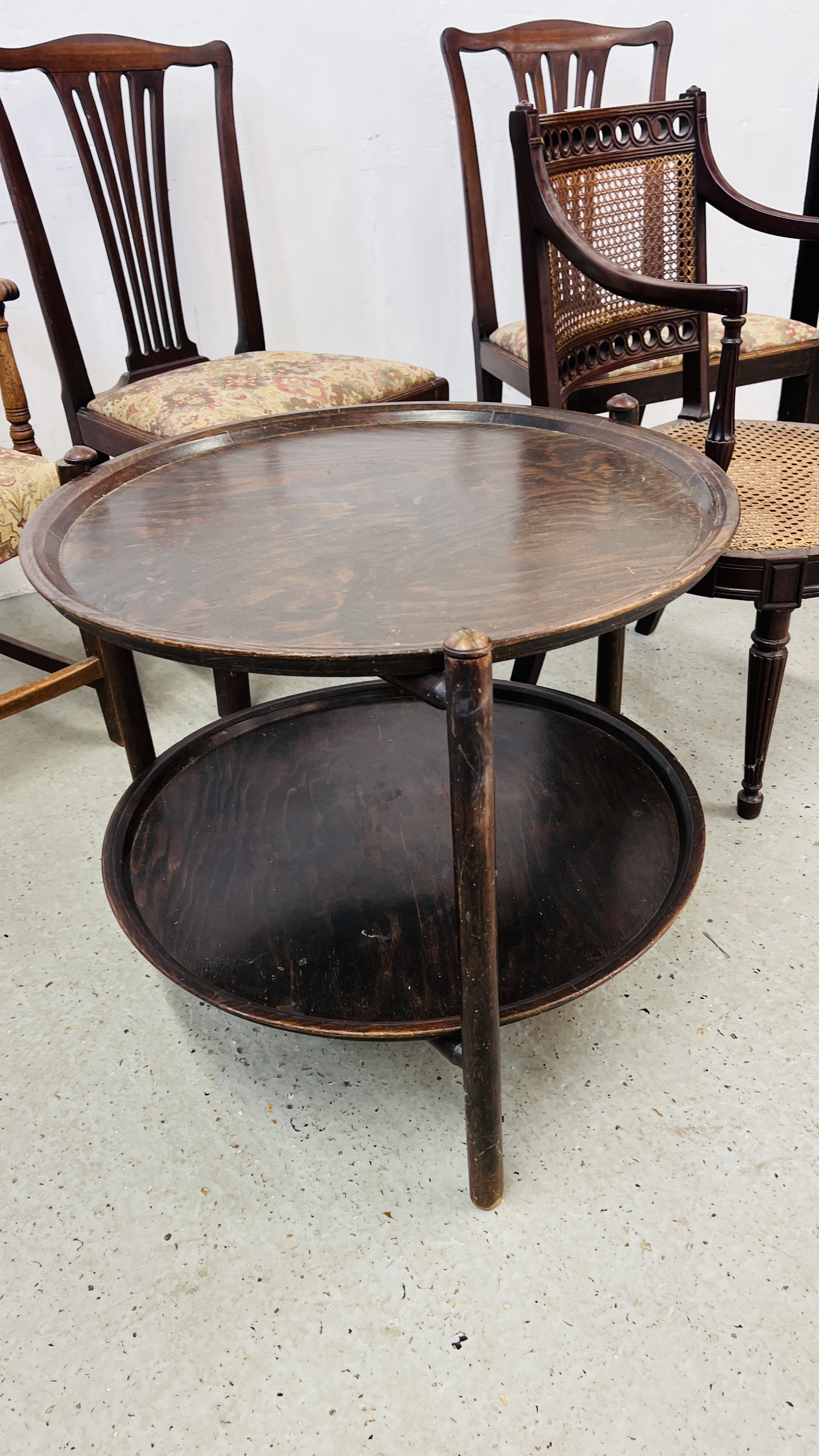 A PAIR OF ANTIQUE MAHOGANY STRUNG BACK SIDE CHAIRS WITH DROP IN SEATS, - Image 6 of 6