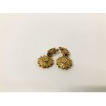 PAIR OF VINTAGE YELLOW METAL (INDISTINCT MARKS) STONE SET DROP STYLE EARRINGS.