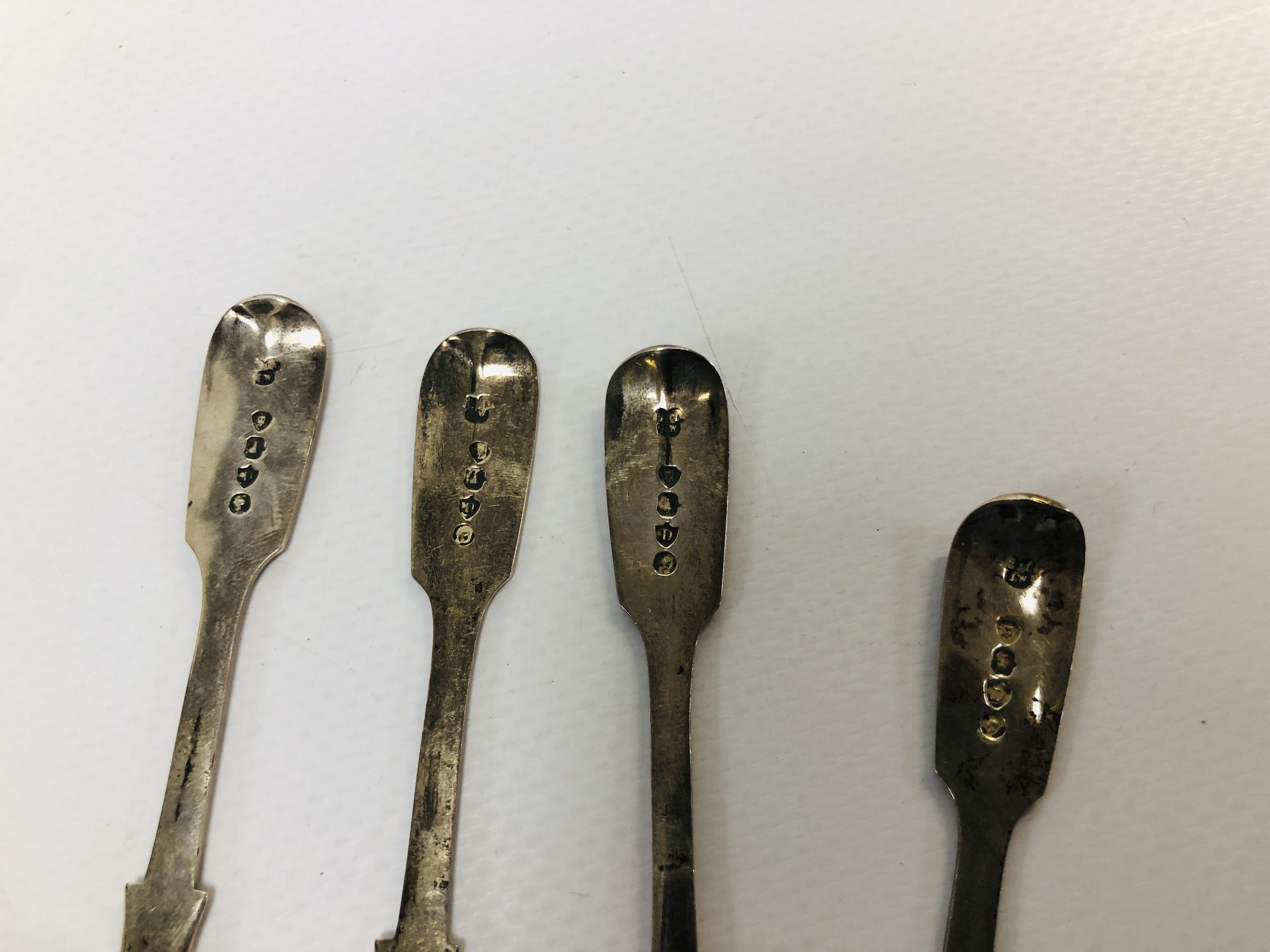 FOUR C19th OLD ENGLISH PATTERN SILVER GILT SALT SPOONS ALONG WITH THREE SILVER EGGS AND TWO SILVER - Image 7 of 8