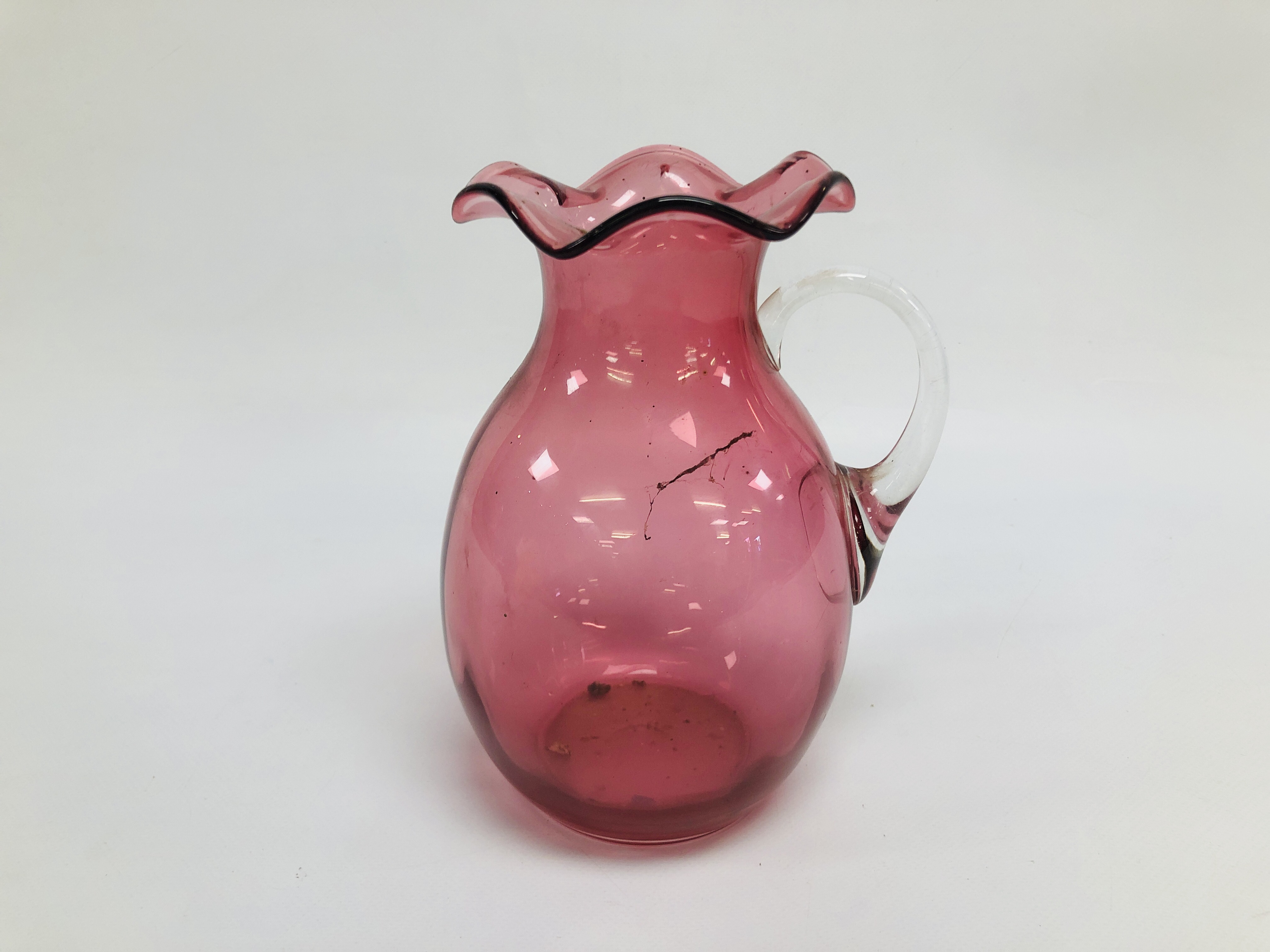 A C19th CRANBERRY JUG, H 20CM.