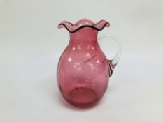 A C19th CRANBERRY JUG, H 20CM.