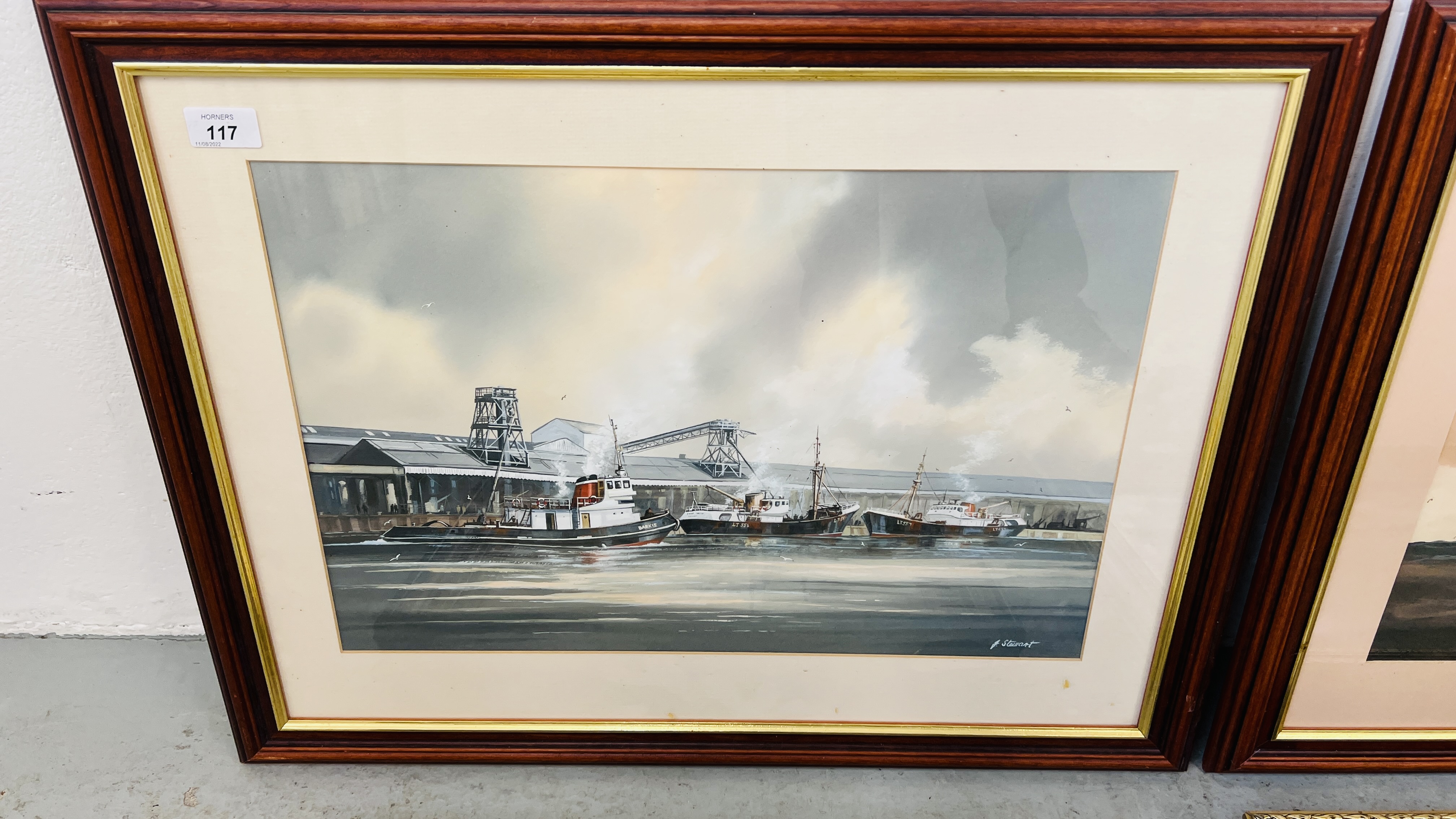 AN ORIGINAL OIL ON BOARD, TRAWLERS BEARING SIGNATURE EDWARD PEARCE WIDTH 39CM. HEIGHT 29CM. - Image 4 of 6