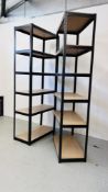 2 X STEEL ADJUSTABLE WORKSHOP SHELVING UNITS W 90CM, D 45CM, H 223CM.