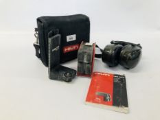 HILTI PML 32-R LASER LEVEL IN TRAVEL CASE WITH MOUNT AND INSTRUCTIONS PLUS A PAIR OF PELTOR EAR