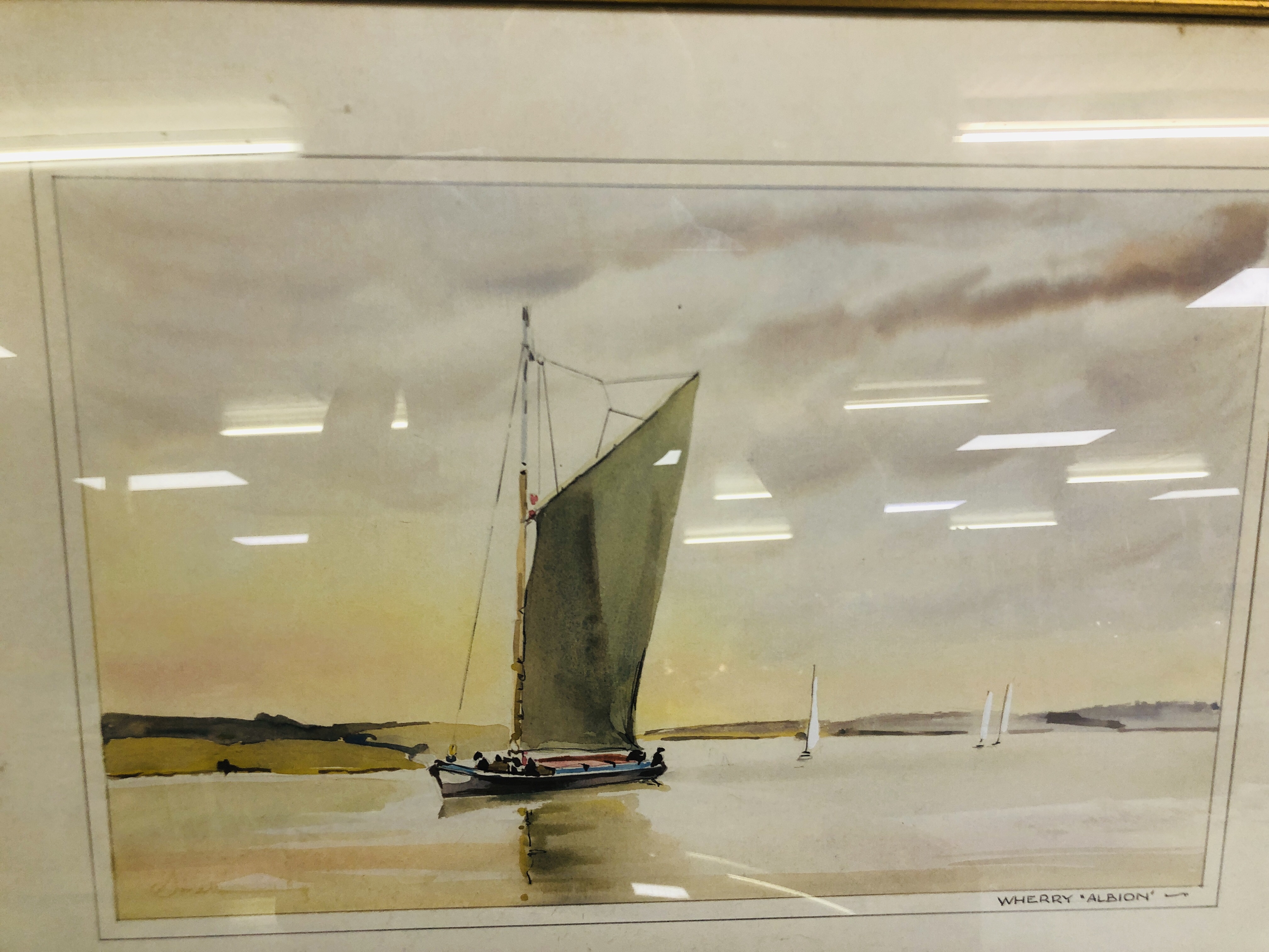 AND ORIGINAL WATERCOLOUR "WHERRY ALBION" BEARING SIGNATURE JOHN SNELLING, FRAMED MAP, - Image 2 of 9