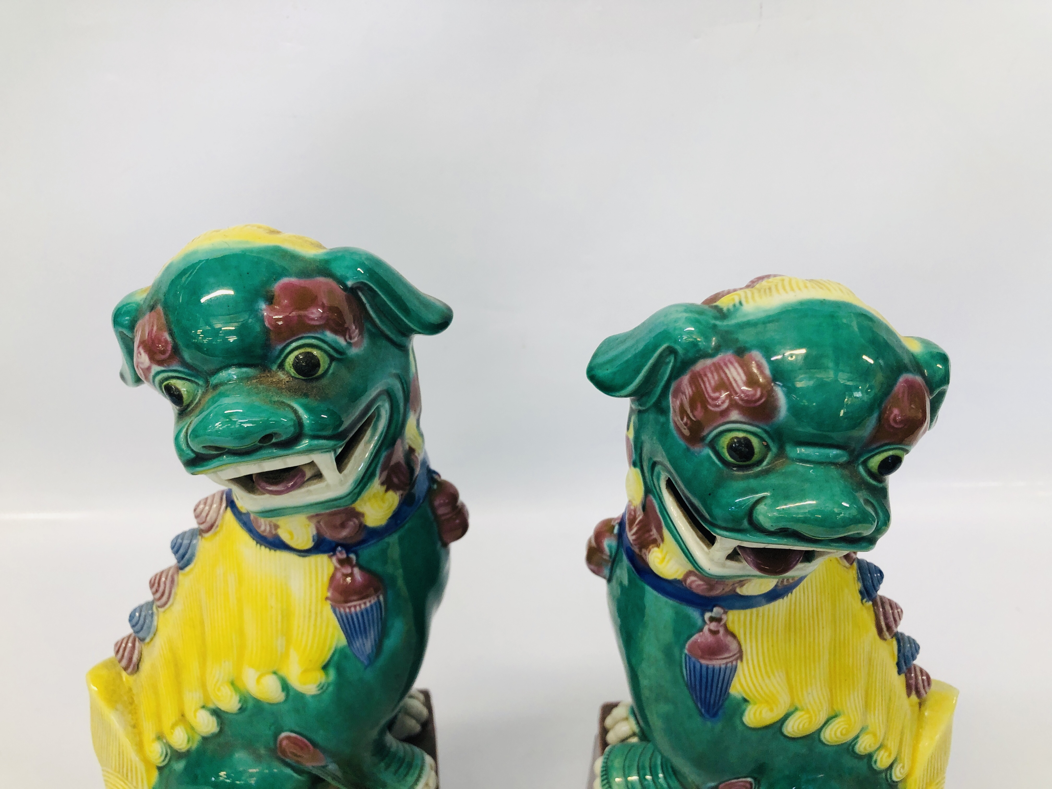 PAIR OF DECORATIVE C19th GLAZED FOO DOGS. - Image 2 of 7