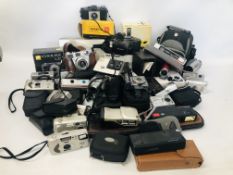 1 BOX OF VINTAGE / DIGITAL CAMERAS AND CAMCORDERS - SOLD AS SEEN.