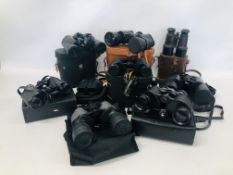 1 BOX OF 9 BINOCULARS TO INCLUDE CHINON, VIKING, ZENITH ETC.