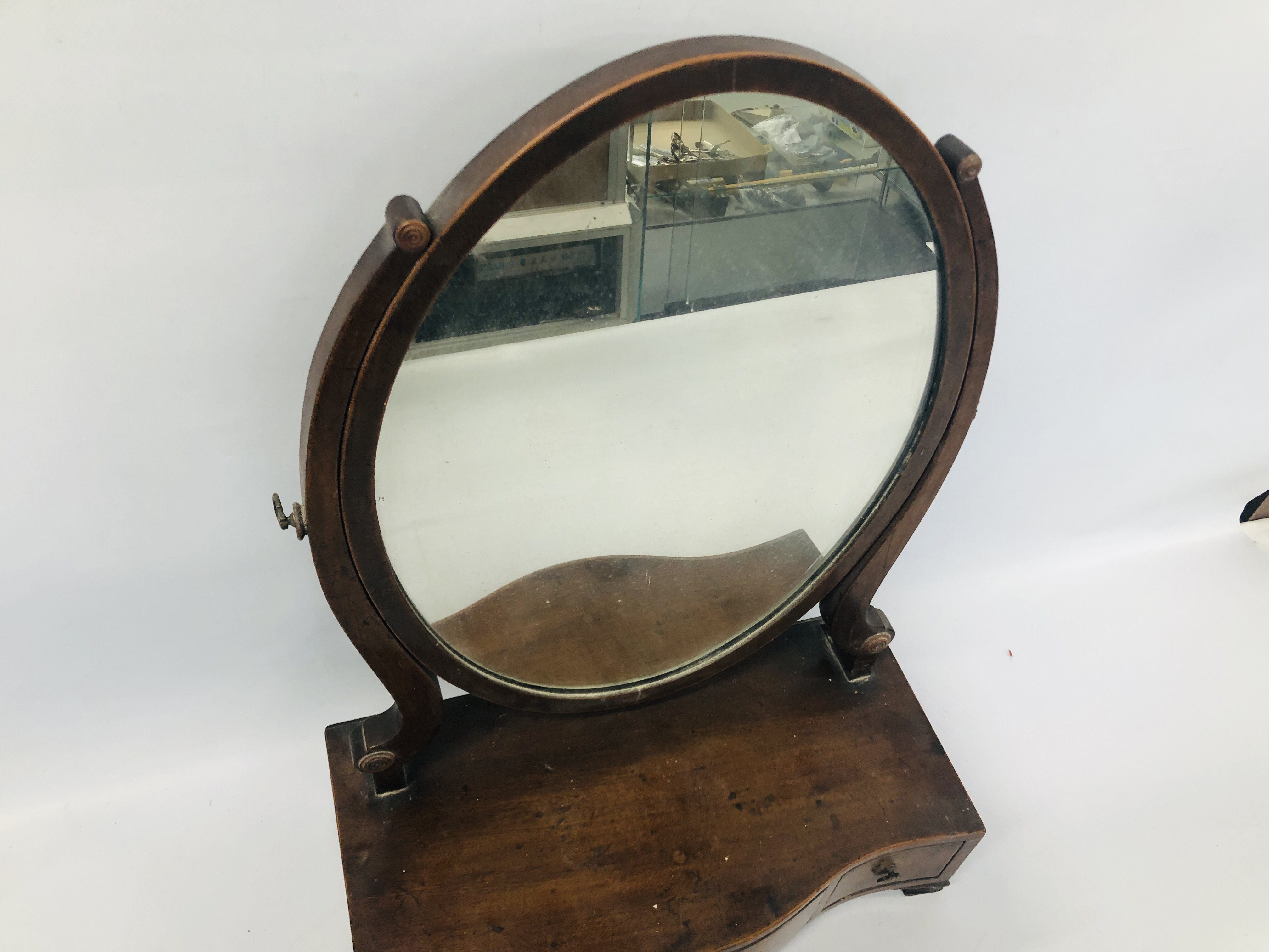 A C19th MAHOGANY THREE DRAWER TOILET MIRROR, A/F, - Image 13 of 13