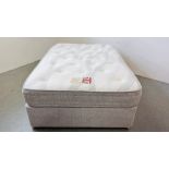 A GOOD QUALITY DOUBLE DIVAN BED WITH FOUR DRAWER BASE AND THE BRITISH BED COMPANY COTTON POCKET