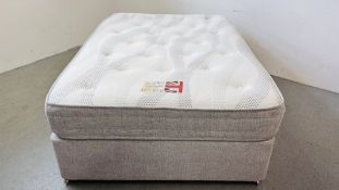 A GOOD QUALITY DOUBLE DIVAN BED WITH FOUR DRAWER BASE AND THE BRITISH BED COMPANY COTTON POCKET