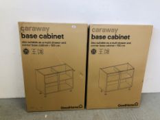2 X FLATPACK BOXED AND SEALED GOOD HOME CARAWAY 100CM KITCHEN BASE CABINETS.