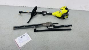 A RYOBI PETROL MULTI TOOL WITH HEDGE CUTTER AND EXTENSION BAR + INSTRUCTIONS MODEL RPH26E - SOLD AS