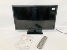 SHARP 24" FLAT SCREEN TELEVISION WITH REMOTE AND INSTRUCTIONS - SOLD AS SEEN