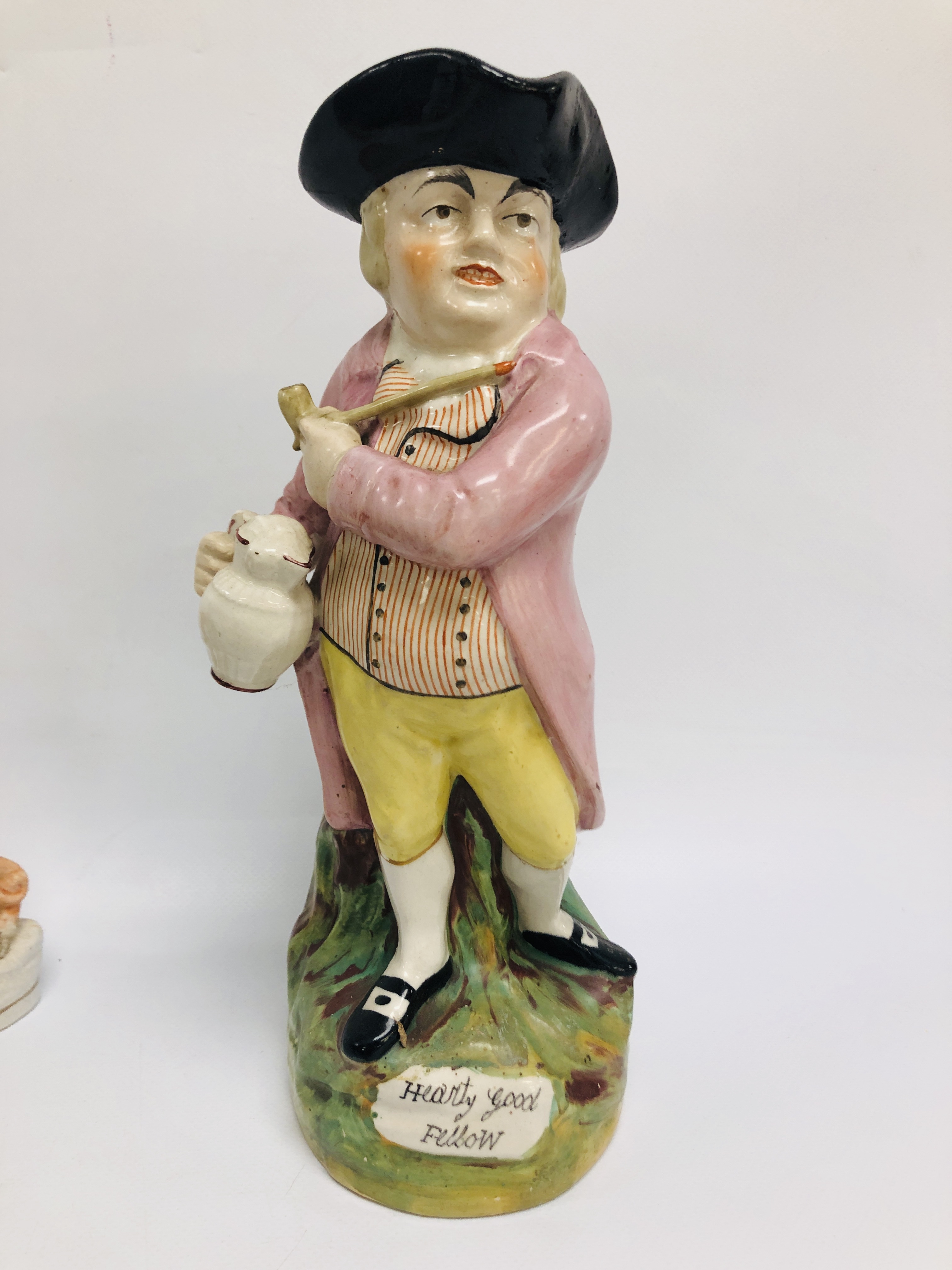 COLLECTION OF STAFFORDSHIRE TO INCLUDE A PAIR OF PORCELAIN MUSICIANS H 12CM A/F, - Image 2 of 23