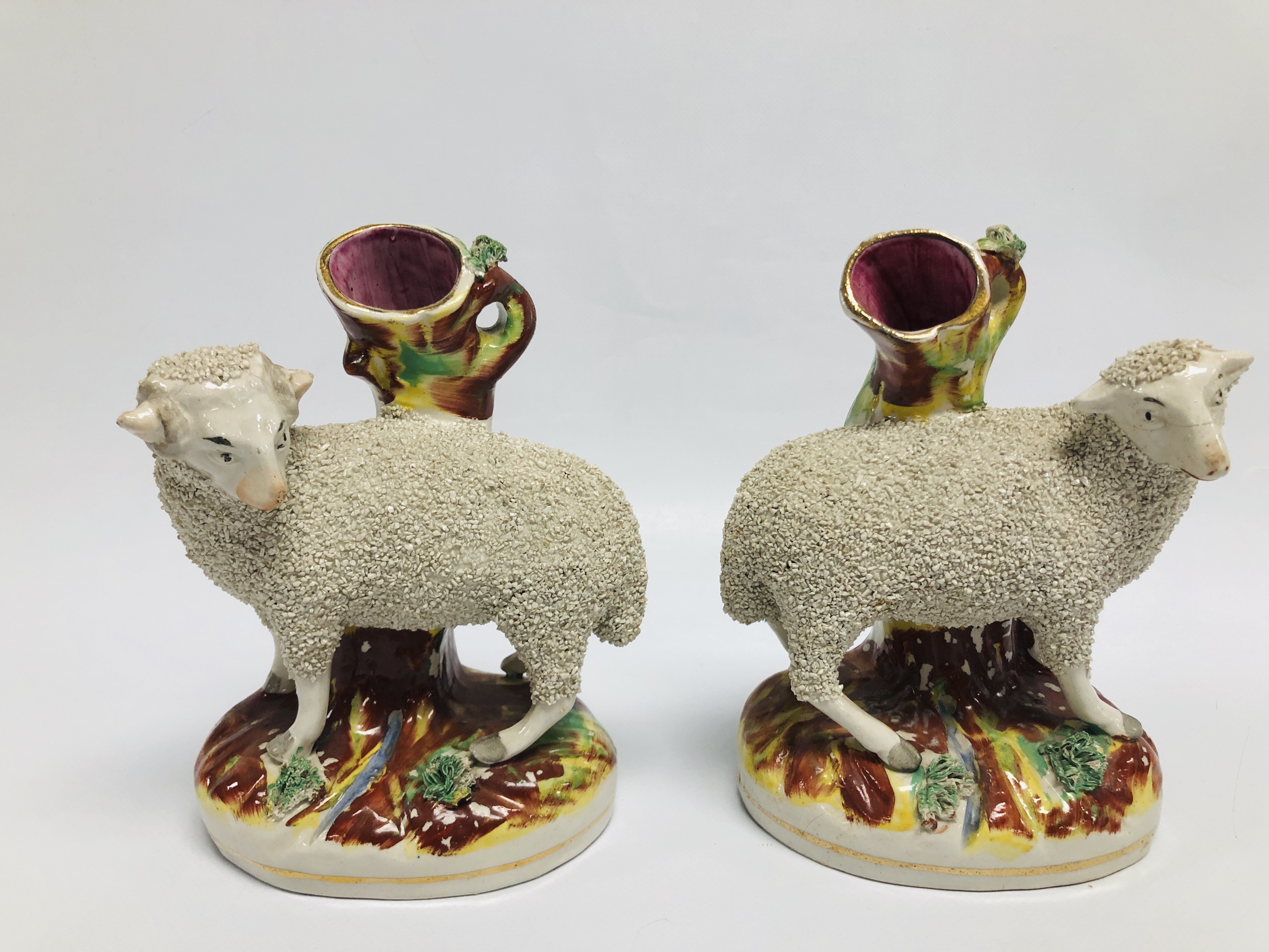 PAIR OF REPRODUCTION STAFFORDSHIRE SHEEP FLAT BACKS, - Bild 7 aus 9